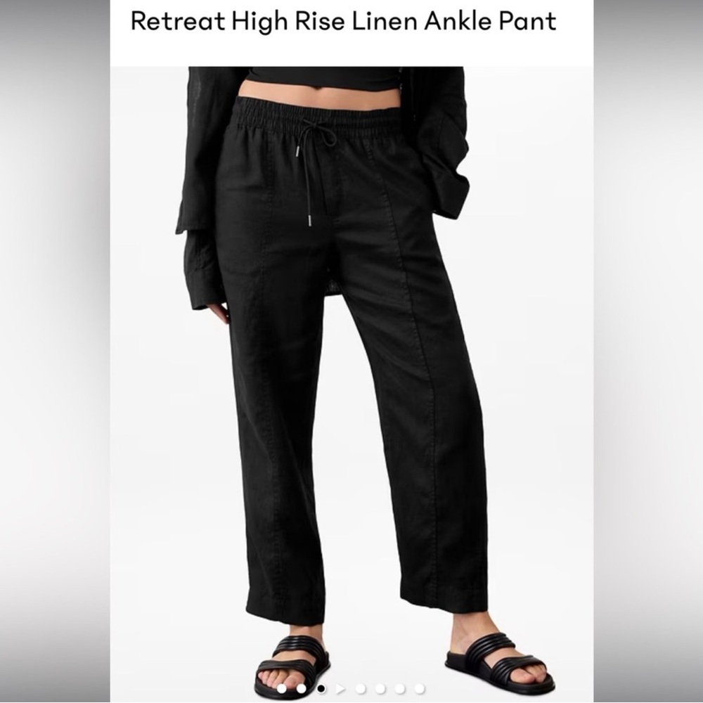 Retreat High Rise Linen Ankle Pant - Black NWT Size Large